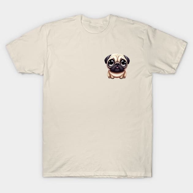 Small Version - Vibrant Pug Illustration T-Shirt by Art By Mojo